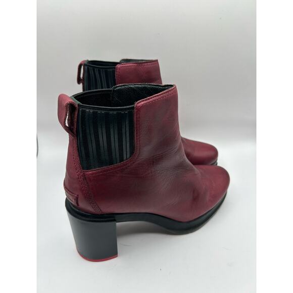 Sorel Rich Wine Margo Chelsea Block Heeled Platform Boots Leather Women's Sz 9 - Picture 6 of 12